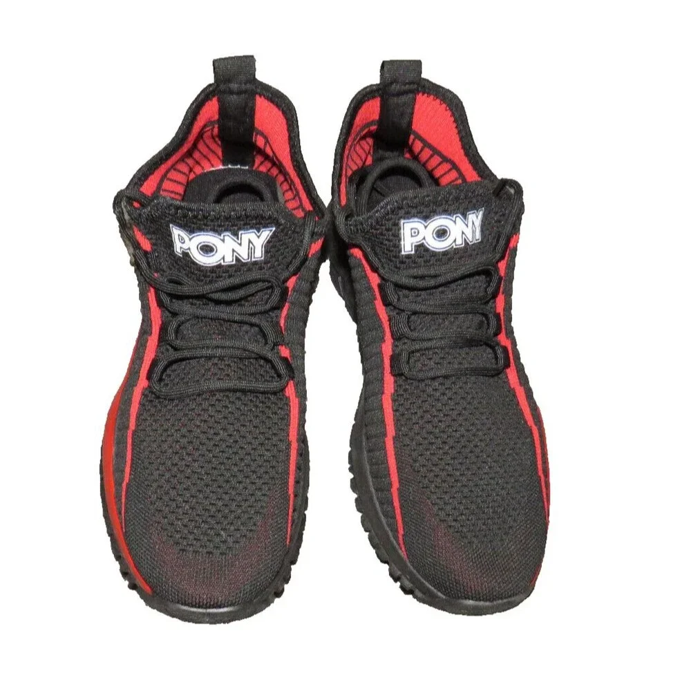 Pony PP1 Rocky Knit Lace Up Mesh Trainer Sneakers Mens Shoes Black Red 8.5